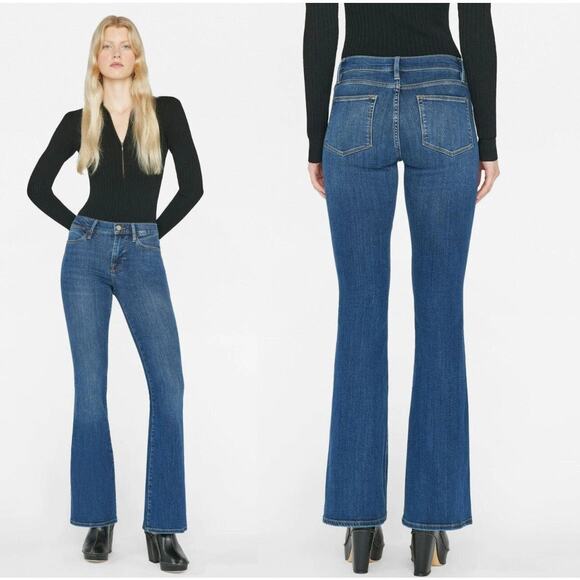 Frame Le High Flare Jeans Womens Size 28 Dubline Stretch Retro Medium Wash Blue - Picture 1 of 12